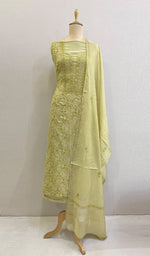 将图像加载到图库查看器中, Women's Lakhnavi Handcrafted Mul Chanderi Kurta And Dupatta Set - HONC0195328