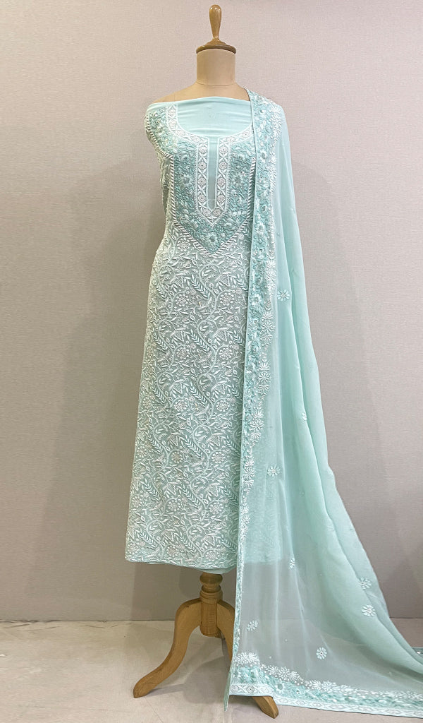 Nilofar Women's Lakhnavi Handcrafted Viscose Georgette Chikankari Anarkali - HONC0283027