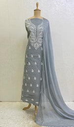 Load image into Gallery viewer, Women's Lakhnavi Handcrafted Cotton Chikankari Suit Materia- HONC157382