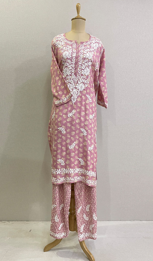 Sonakshi Women's Lakhnavi Handcrafted Cotton Chikankari Kurta And Palazzo Set - HONC0203553