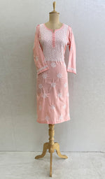 将图像加载到图库查看器中, Lucknowi 手工纯棉 Chikankari Kurti - HONC0133772
