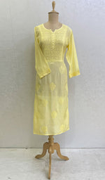 Load image into Gallery viewer, Lucknowi Handcrafted Muslin Chikankari Kurti - HONC0127520
