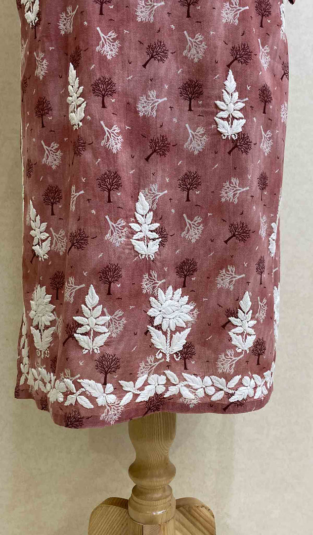 Maiwish Women's Lakhnavi Handcrafted Printed Cotton Chikankari Kurti - HONC028368