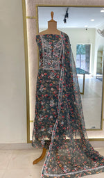 Load image into Gallery viewer, Disha Women's Lakhnavi Handcrafted Organza Chikankari Unstitched Kurta And Dupatta Set - HONC0211549