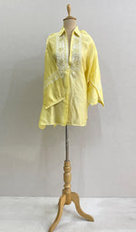 将图像加载到图库查看器中, Fiza Women's Lakhnavi Handcrafted Chanderi Silk Semi- Stitched Chikankari Top - HONC0195156