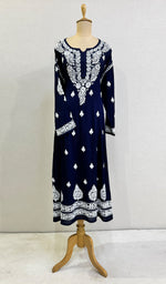 Load image into Gallery viewer, Women's Lucknowi Handcrafted Modal Cotton Chikankari Anarkali Dress - HONC0231065