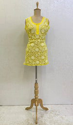 Load image into Gallery viewer, Women's Lucknowi Handcrafted Faux-Georgette Chikankari Top- HONC0140438