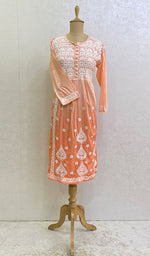 将图像加载到图库查看器中, Zulekha Women's Lucknowi Handcrafted Printed Cotton Chikankari Gown - HONC0150415