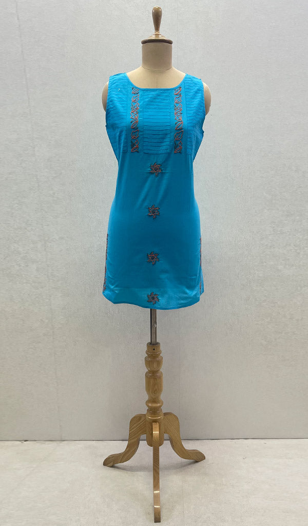 Lucknowi 手工制作的棉质 Chikankari 上衣 - HONC099118