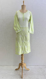 Load image into Gallery viewer, Tayeba Women's Lakhnavi Handcrafted Mulmul Cotton Chikankari Kurti- HONC0133788