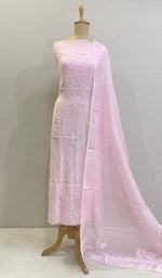 将图像加载到图库查看器中, Titlee Women's Lakhnavi Handcrafted Mul Chanderi Kurta And Dupatta Set- HONC0212273