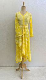 Load image into Gallery viewer, Women's Lakhnavi Handcrafted Faux-Georgette Chikankari  Anarkali Dress - HONC002549