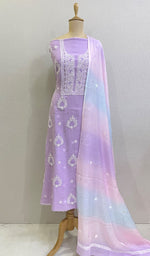 将图像加载到图库查看器中, Women's Lakhnavi Handcrafted Mul Chanderi Kurta And Dupatta Set- HONC0177722