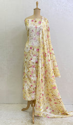 Load image into Gallery viewer, Women's Lakhnavi Handcrafted Mul Cotton Chikankari Kurta And Dupatta Set- HONC0157639