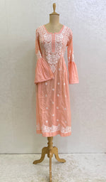 Load image into Gallery viewer, Fariah Women's Lucknowi Handcrafted Mul Chanderi Chikankari Kurti - HONC0160044