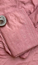 将图像加载到图库查看器中, Women's Lucknowi Handcrafted Muslin Chikankari Suit Material - HONC0173321