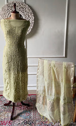 Load image into Gallery viewer, Women's Lakhnavi Handcrafted Mul Chanderi Unstitched Chikankari Full Suit Material - HONC0324472