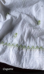 Load image into Gallery viewer, Women's Lakhnavi Handcrafted Mul Chanderi Semi - Stitched Angrakha And Dupatta Set - HONC0303211