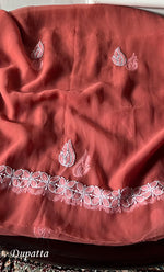 将图像加载到图库查看器中, Laila Women's Lucknowi Handcrafted Faux-Georgette Unstitched Chikankari Suit Material - HONC0330382