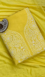 将图像加载到图库查看器中, Women's Lakhnavi Handcrafted Cotton Chikankari Suit Materia- HONC0157389