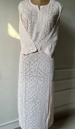 将图像加载到图库查看器中, Women's Lakhnavi Handcrafted Viscose Georgette Chikankari Kurti- HONC0221791