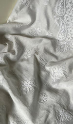 Load image into Gallery viewer, Women's Lakhnavi Handcrafted Chanderi Silk Chikankari Unstitched Kurti Fabric - HONC0191284