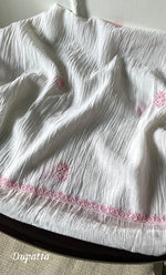 Load image into Gallery viewer, Women's Lakhnavi Handcrafted Maheshwari Mul Chanderi Unstitched Kurta And Dupatta Set- HONC0312961