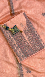 将图像加载到图库查看器中, Women's Lakhnavi Handcrafted Chanderi Silk Chikankari Full Suit Material - HONC0127259