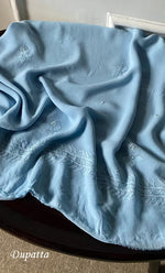 Load image into Gallery viewer, Women's Lakhnavi Handcrafted Viscose Georgette Chikankari Full Suit Material - HONC0277019