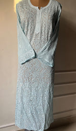 Load image into Gallery viewer, Safiya Women's Lakhnavi Handcrafted Viscose Georgette Chikankari Kurti- HONC0276106