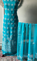 Load image into Gallery viewer, Women's Lucknowi Handcrafted Faux-Georgette Chikankari Suit Material - HONC0311927