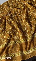 将图像加载到图库查看器中, Women's Lakhnavi Handcrafted Pure Silk Georgette Chikankari Semi-Stiched Kurta And Dupatta Set - HONC0244204