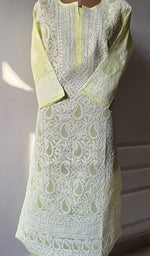 将图像加载到图库查看器中, Women's Lakhnavi Handcrafted Cotton Chikankari Kurti - HONC0274204