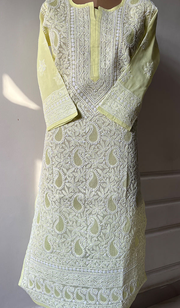 Women's Lakhnavi Handcrafted Cotton Chikankari Kurti - HONC0274204