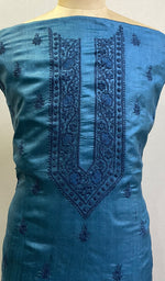 Load image into Gallery viewer, Lucknowi Handcrafted Chanderi Silk Chikankari Unstitched Men's Kurta Fabric - HONC0186273