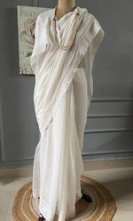 Load image into Gallery viewer, Women's Lakhnavi Handcrafted Mul Chanderi Chikankari Saree - HONC0301810