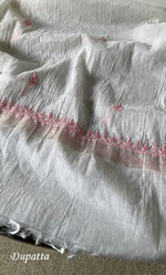 Load image into Gallery viewer, Women's Lakhnavi Handcrafted Unstitched Mul Chanderi Kurta And Dupatta Set - HONC0267155