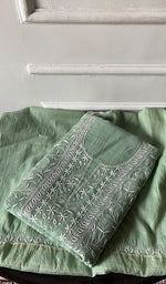 Load image into Gallery viewer, Women's Lakhnavi Handcrafted Mul Chanderi Unstitched Kurta And Dupatta Set- HONC0342133