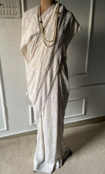 Load image into Gallery viewer, Women's Lakhnavi Handcrafted Pure Silk Georgette Chikankari Saree - HONC0297642