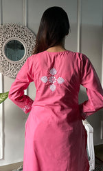 Load image into Gallery viewer, Women's Lucknowi Handcrafted Cotton Chikankari Kurti - HONC0330739