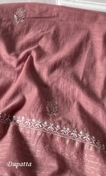 Load image into Gallery viewer, Women's Lakhnavi Handcrafted Mul Chanderi Semi -stitched Chikankari Full Suit Material - HONC0296117