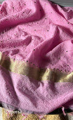 Load image into Gallery viewer, Women's Lakhnavi Handcrafted Mul Chanderi Unstitched Kurta And Dupatta Set- HONC0308279