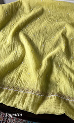 Load image into Gallery viewer, Mor Women's Lakhnavi Handcrafted Mul Chanderi Unstitched Chikankari Full Suit Material - HONC0330320