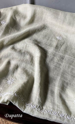 Load image into Gallery viewer, Sehmat Women's Lakhnavi Handcrafted Kota Cotton Semi - Stitched Angrakha And Dupatta Set- HONC0307361