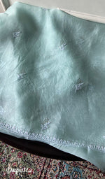 Load image into Gallery viewer, Women's Lakhnavi Handcrafted Pure Organza Chikankari Unstitched Kurta And Dupatta Set- HONC0966611