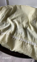 Load image into Gallery viewer, Women's Lakhnavi Handcrafted Mul Chanderi Semi - stitched Kurta And Dupatta Set- HONC0305144