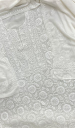 Load image into Gallery viewer, Women's Lakhnavi Handcrafted Pure Silk Georgette Chikankari Kurta And Dupatta Set- HONC0213506