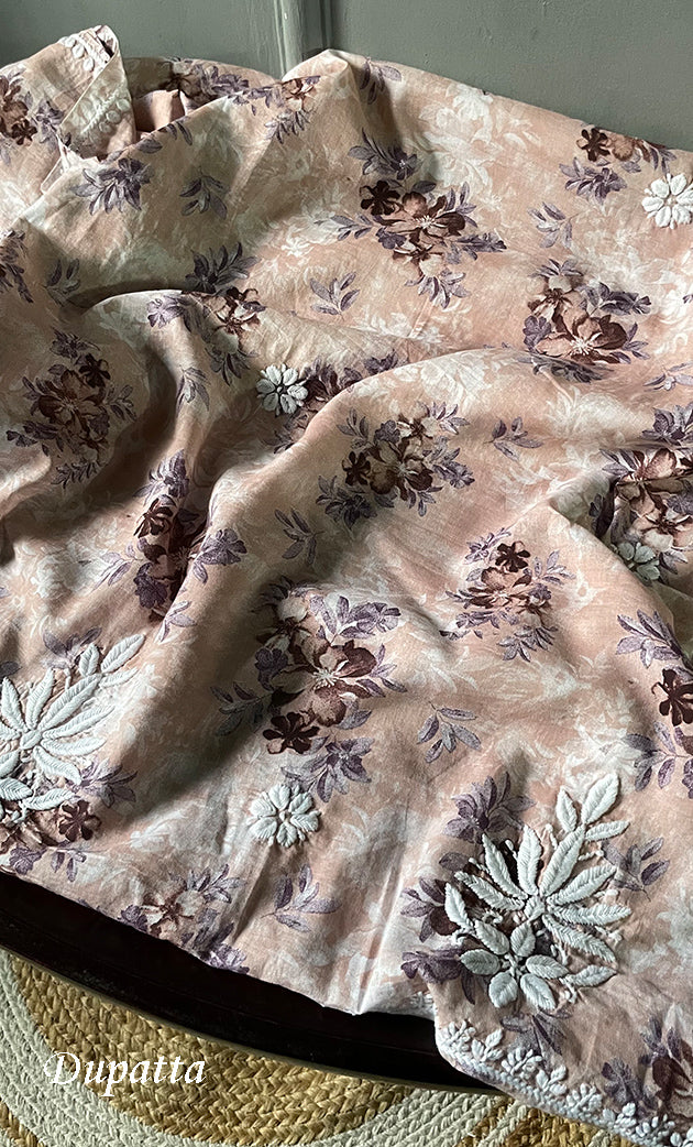 Women's Lakhnavi Handcrafted Cotton Chikankari Kurta And Kurta Dupatta Set - HONC0312683