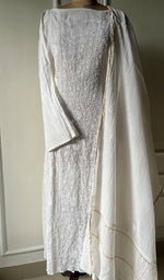 将图像加载到图库查看器中, Women's Lakhnavi Handcrafted Mul Chanderi Semi - Stitched Kurta And Dupatta Set - HONC0266159