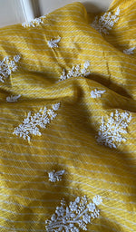 将图像加载到图库查看器中, Women's Lakhnavi Handcrafted Kota Cotton Chikankari Unstitched Kurti Fabric - HONC0268835